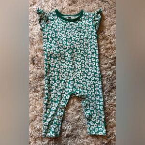 Tea Collection Green Floral Flutter Romper